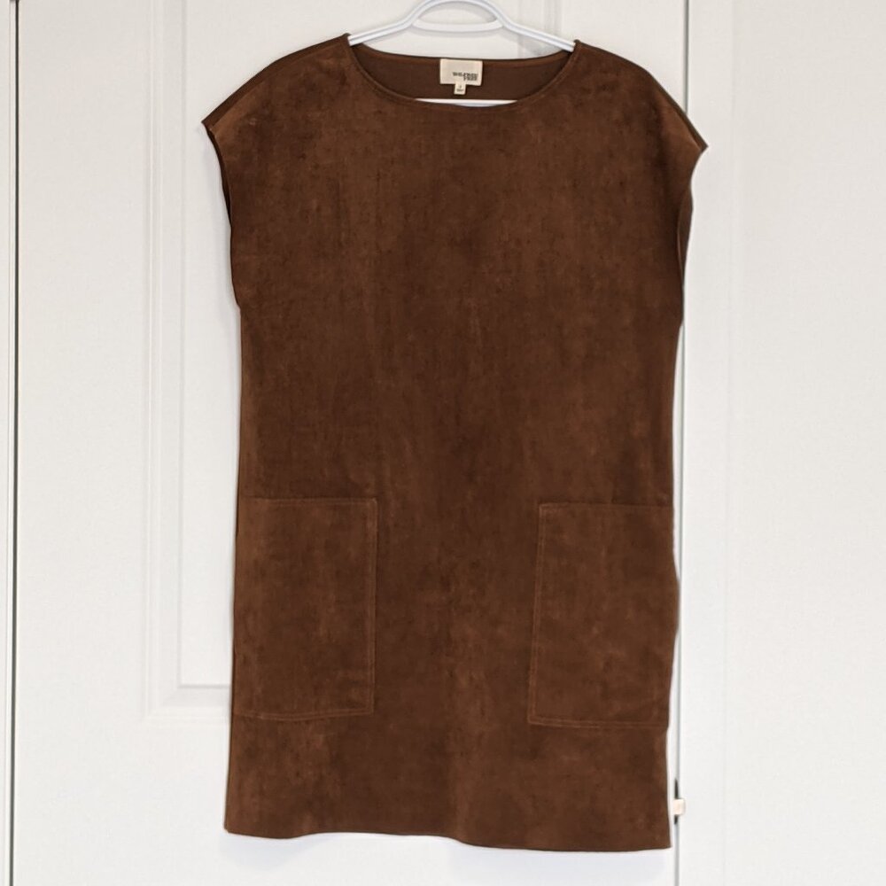 Wilfred Brown Suede Minimal Shift Dress